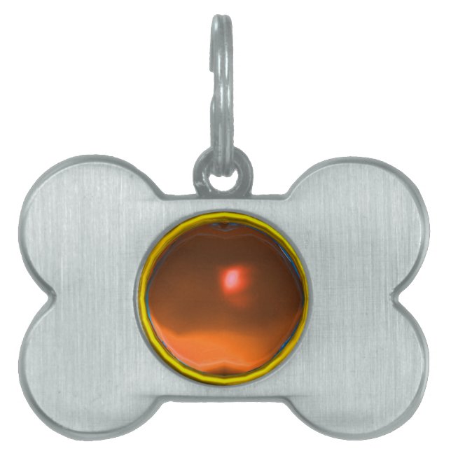 ORANGE AGATE GEM STONE PET NAME TAG (Front)