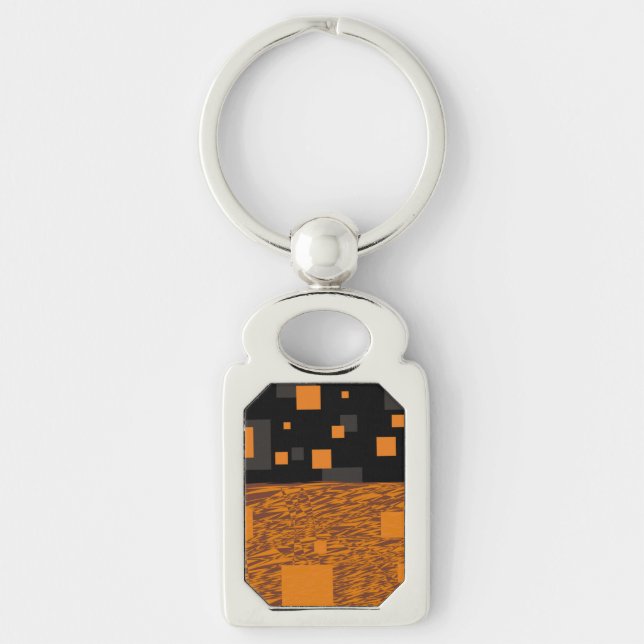 Orange alert float abstract Halloween black box Key Ring (Front)