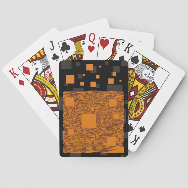 Orange alert float abstract Halloween black box Playing Cards (Back)