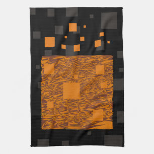 Orange alert float abstract Halloween black box Tea Towel