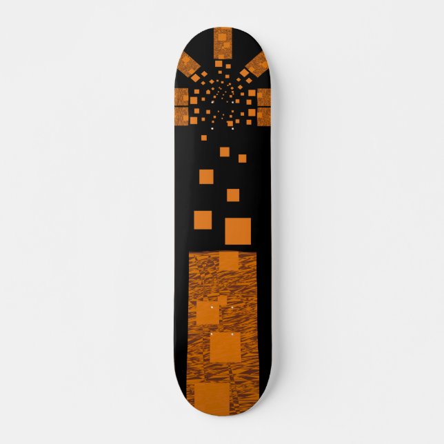 Orange alert float skate squares stars black box skateboard (Front)