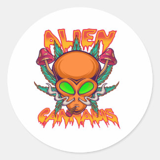 orange alien classic round sticker