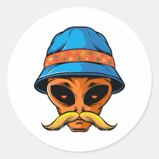 ORANGE ALIEN CLASSIC ROUND STICKER