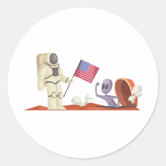 ORANGE ALIEN CLASSIC ROUND STICKER