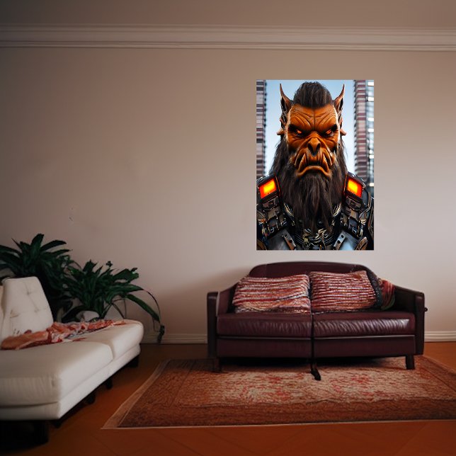 Orange alien in the city | AI Art  Poster (Creator Uploaded)