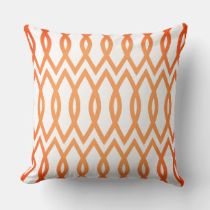Orange Almond Shaped Line Pattern Cushion