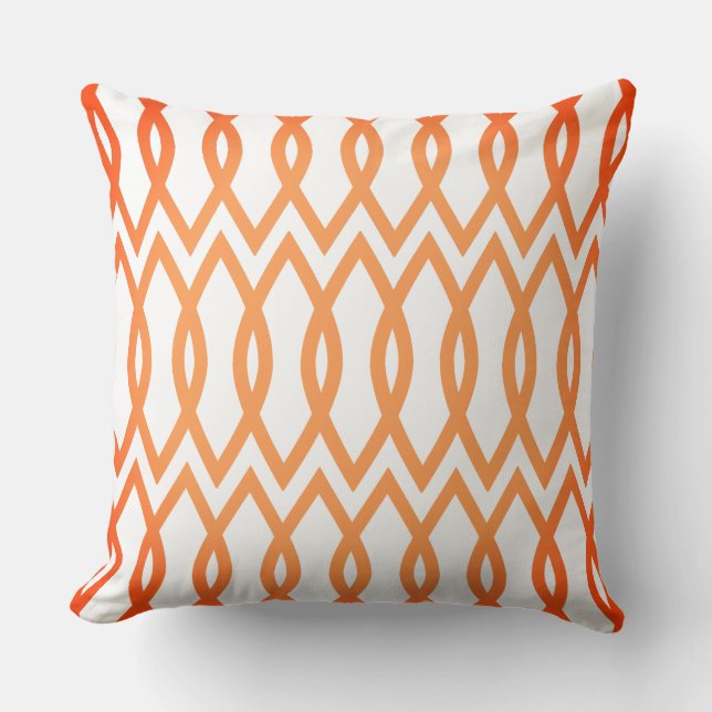 Orange Almond Shaped Line Pattern Cushion (Front)
