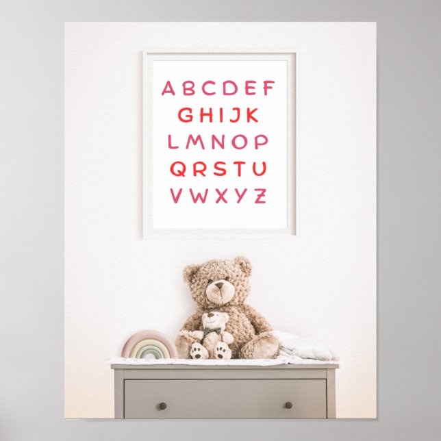 Orange Alphabet Capital Letters Teacher Kids Room Poster (Front)