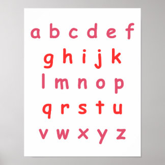 Orange Alphabet Lowercase Letters Teacher Kid Room Poster
