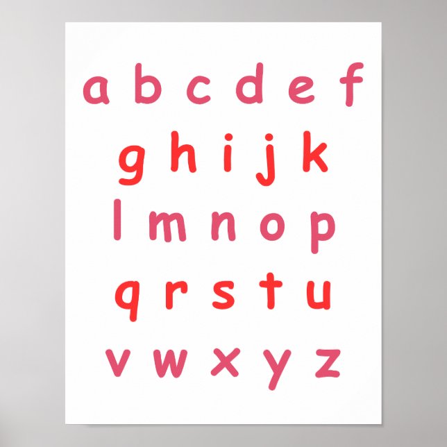 Orange Alphabet Lowercase Letters Teacher Kid Room Poster (Front)