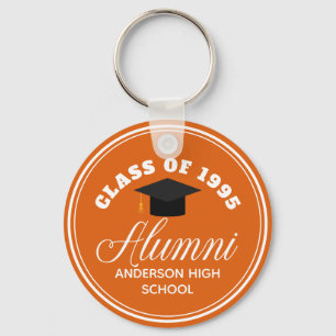 Orange Alumni High School Reunion Personalised Key Ring