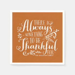 Orange Always Thankful Quote Thanksgiving Napkin