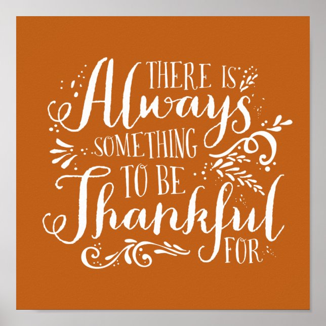 Orange Always Thankful Quote Thanksgiving Poster (Front)