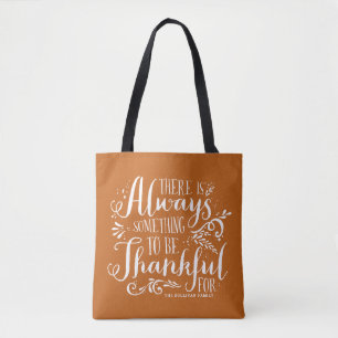 Orange Always Thankful Quote Thanksgiving Tote Bag