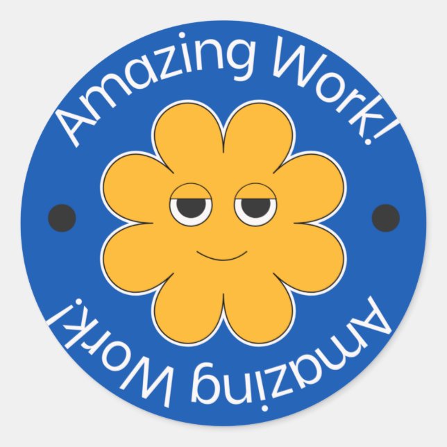  Orange Amazing Work Student Progress Reward Classic Round Sticker (Front)