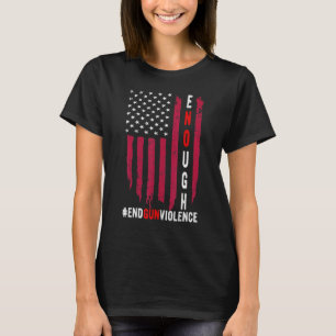 Orange American Flag Enough End Gun Violence No Gu T-Shirt