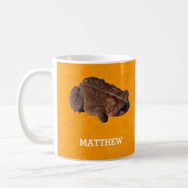 Orange American Toad Photo Personalised Coffee Mug (Left)