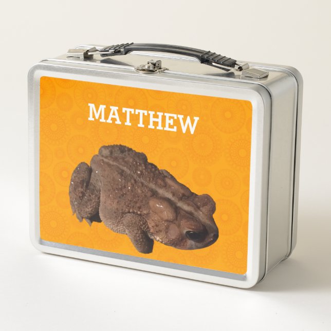 Orange American Toad Photo Personalised Metal Lunch Box (Front)