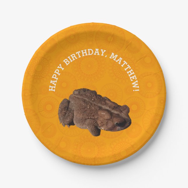 Orange American Toad Photo Personalised Paper Plate (Front)