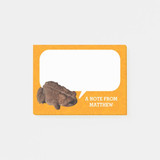 Orange American Toad Photo Personalised Post-it Notes (Front)