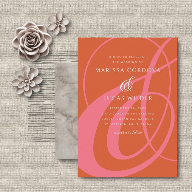 Orange Ampersand Script Calligraphy Wedding Invitation (Creator Uploaded)