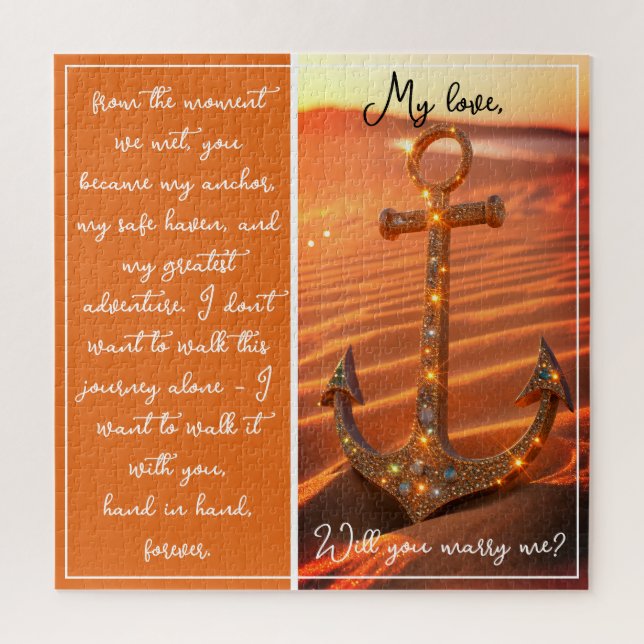 Orange Anchor Marriage Proposal Will You Marry Me Jigsaw Puzzle (Vertical)