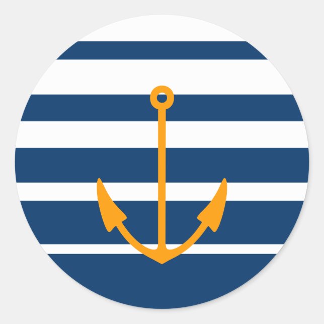 Orange anchor stickers with blue and white stripes (Front)