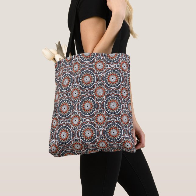 Orange ancient Islamic mandala pattern Tote Bag (Close Up)