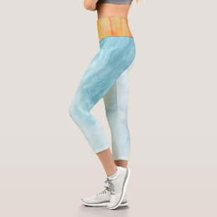 Orange And Abstract  Capri Leggings