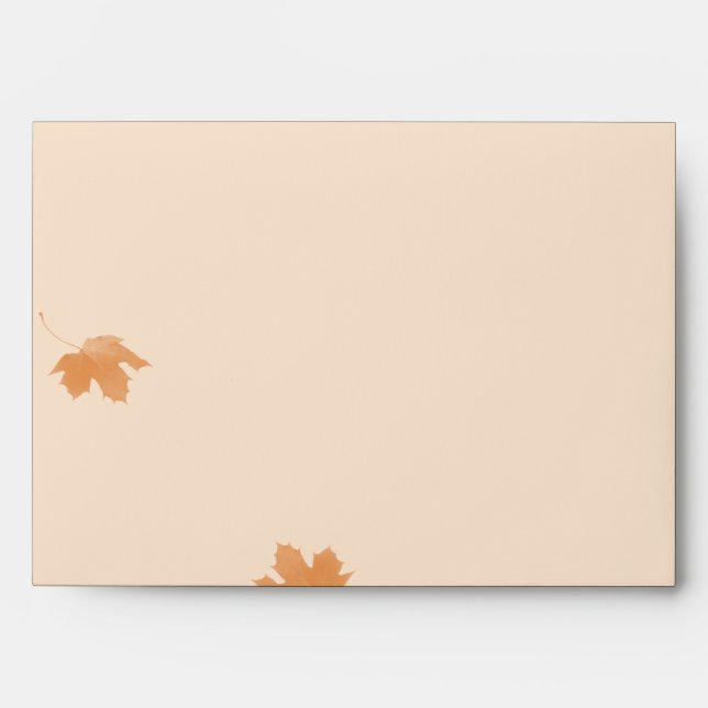 Orange and Aqua Autumn Maple Leaf Wedding Envelope (Front)