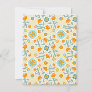 Orange and Aqua Folk Art Flower Bouquet Card