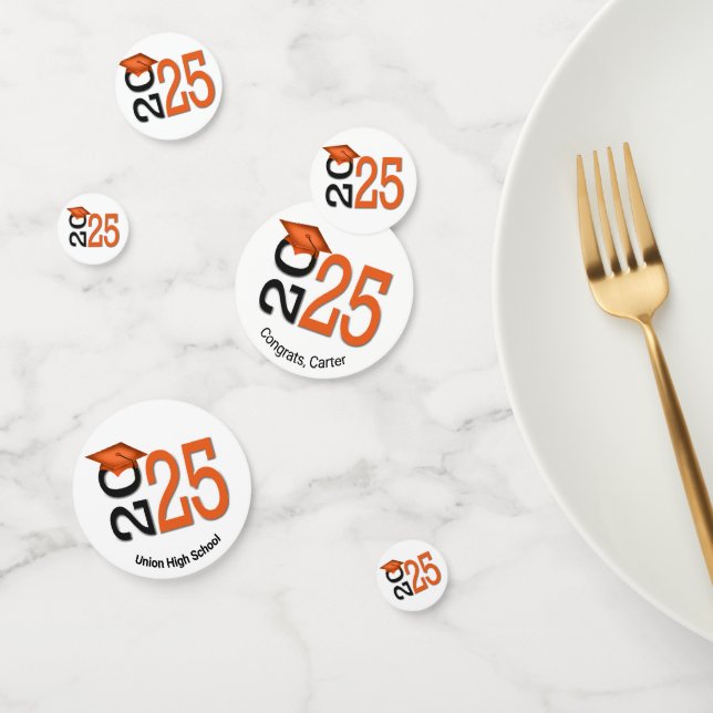 Orange and Black 2025 Graduation  Confetti (Group)