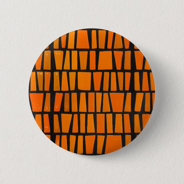 Orange and black african tribal pattern 6 cm round badge (Front)