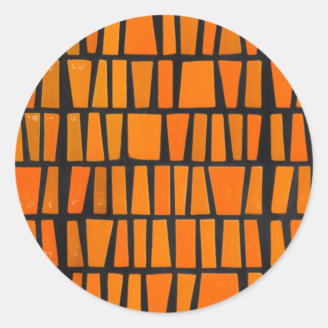 Orange and black african tribal pattern classic round sticker (Front)