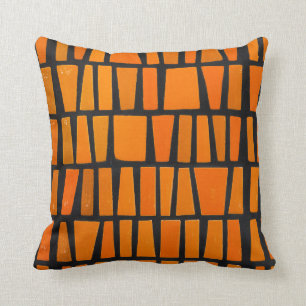 Orange and black african tribal pattern cushion
