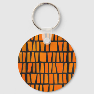 Orange and black african tribal pattern key ring