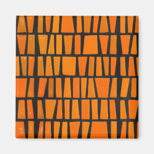 Orange and black african tribal pattern magnet