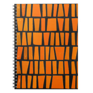 Orange and black african tribal pattern notebook