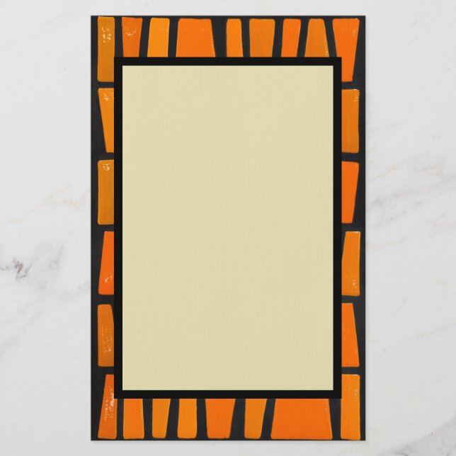 Orange and black african tribal pattern stationery (Front)
