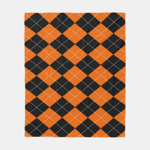 Orange and Black Argyle Fleece Blanket
