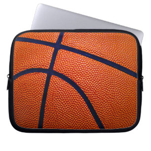 Orange and Black Basketball Laptop Sleeve
