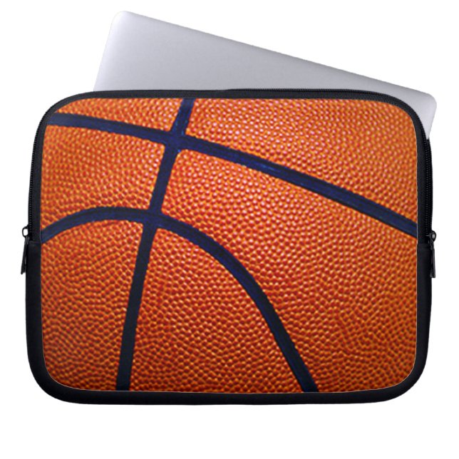 Orange and Black Basketball Laptop Sleeve (Front)