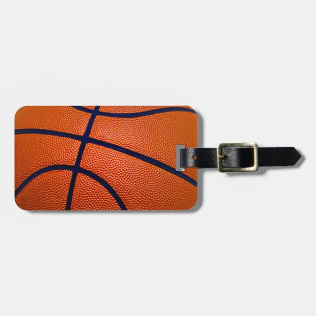 Orange and Black Basketball Luggage Tag (Front Horizontal)