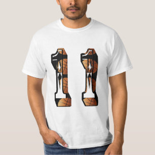 Orange And Black Basketball Number 11, T-Shirt