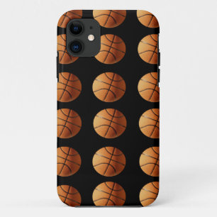 Orange And Black Basketball Pattern, iPhone 11 Case