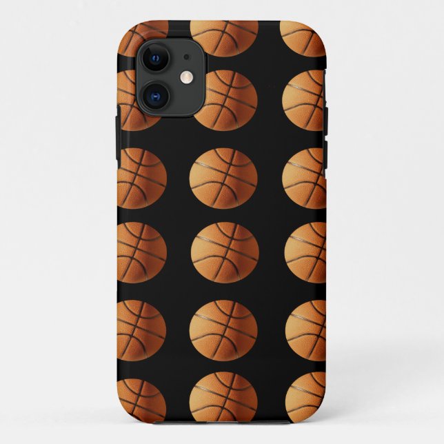 Orange And Black Basketball Pattern, Case-Mate iPhone Case (Back)