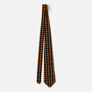 Orange And Black Basketball Pattern, Tie