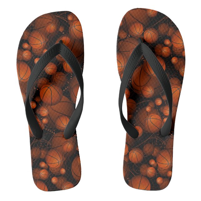 Orange and black basketballs everywhere flip flops (Footbed)