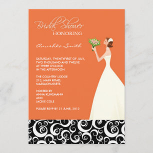 Orange and Black Bridal Shower Invitations