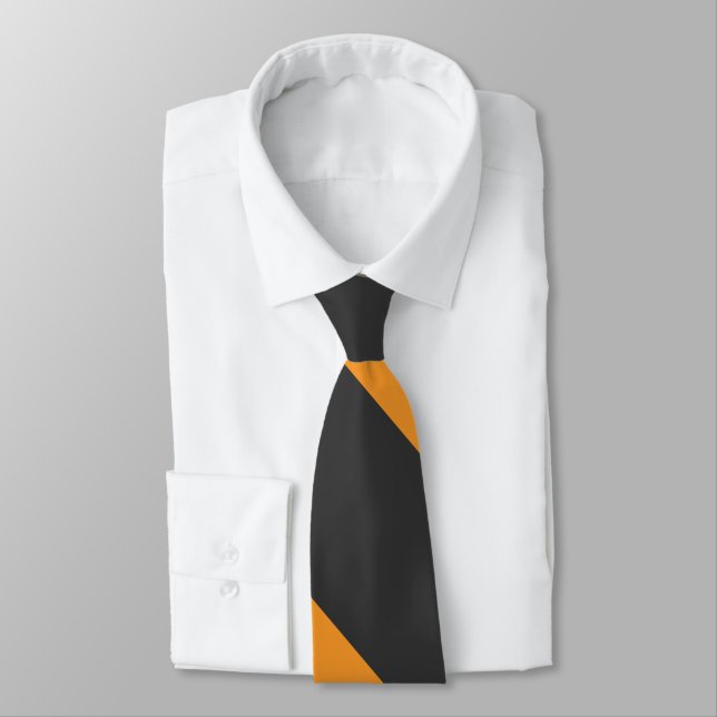 Orange and Black Broad University Stripe Tie (Tied)
